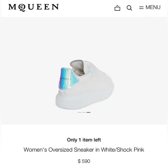 Alexander McQueen Oversized Sneaker White/Shock Pink Size 38/Women’s 8 - Picture 3 of 7